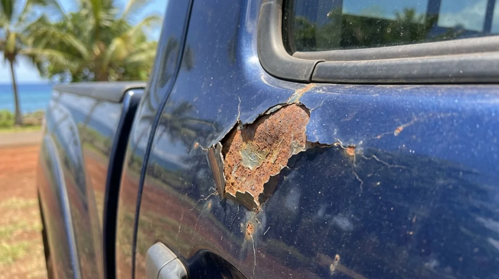 maui car dent rust paint damage delayed repair